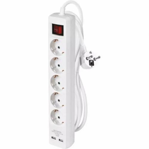 Pagarinātājs 5/3m 3x1.5mm2 a/z ar sl. 2xUSB 16A balts EMOS