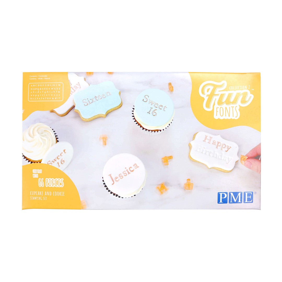 Burtu un ciparu zīmogu komplekts PME Cake Fun Fonts, keksiem un cepumiem