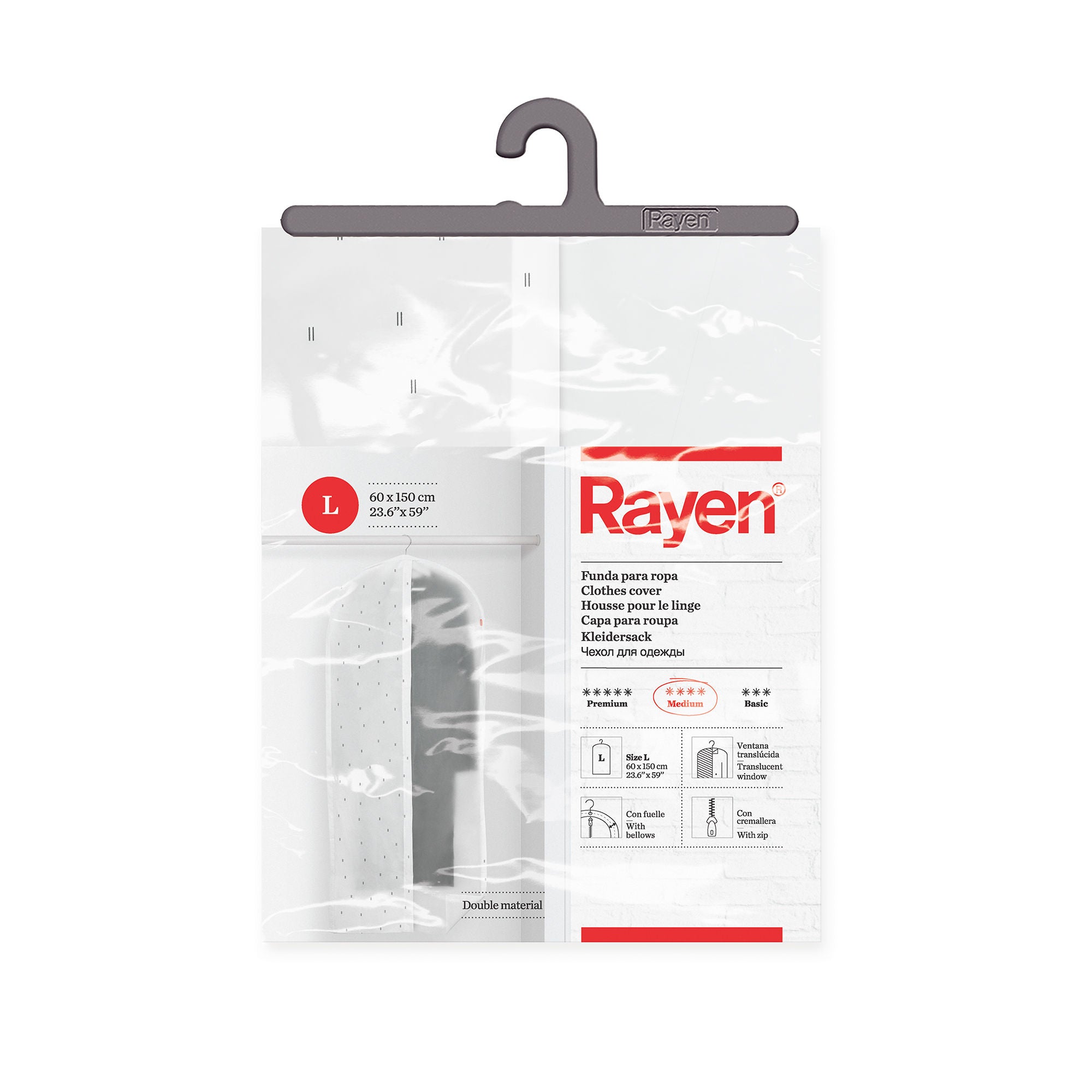 Apģērbu maiss 60 x 150cm RAYEN L ar rāvējslēdzi