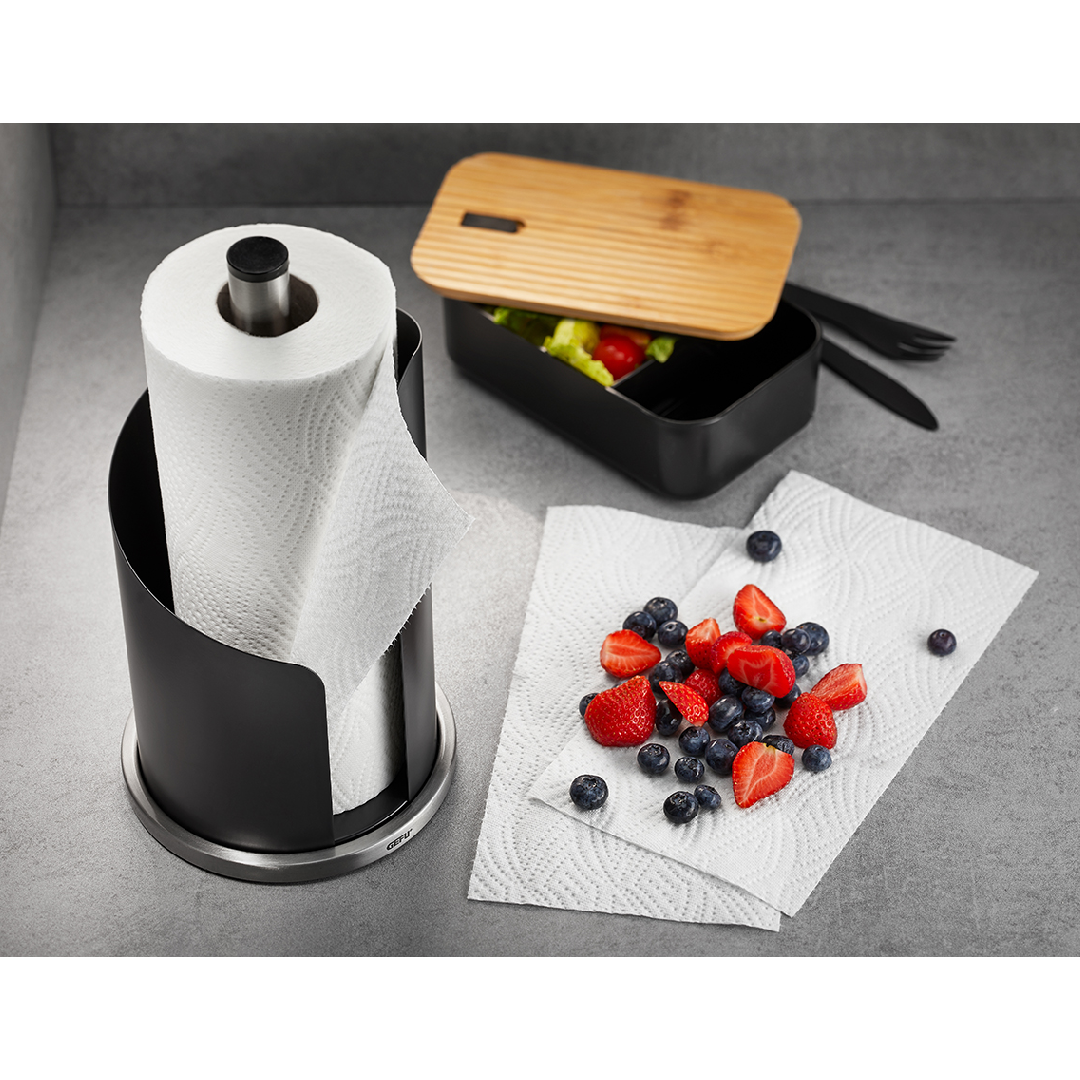 Papīra dvieļu turētājs GEFU CURVE, melns tērauds