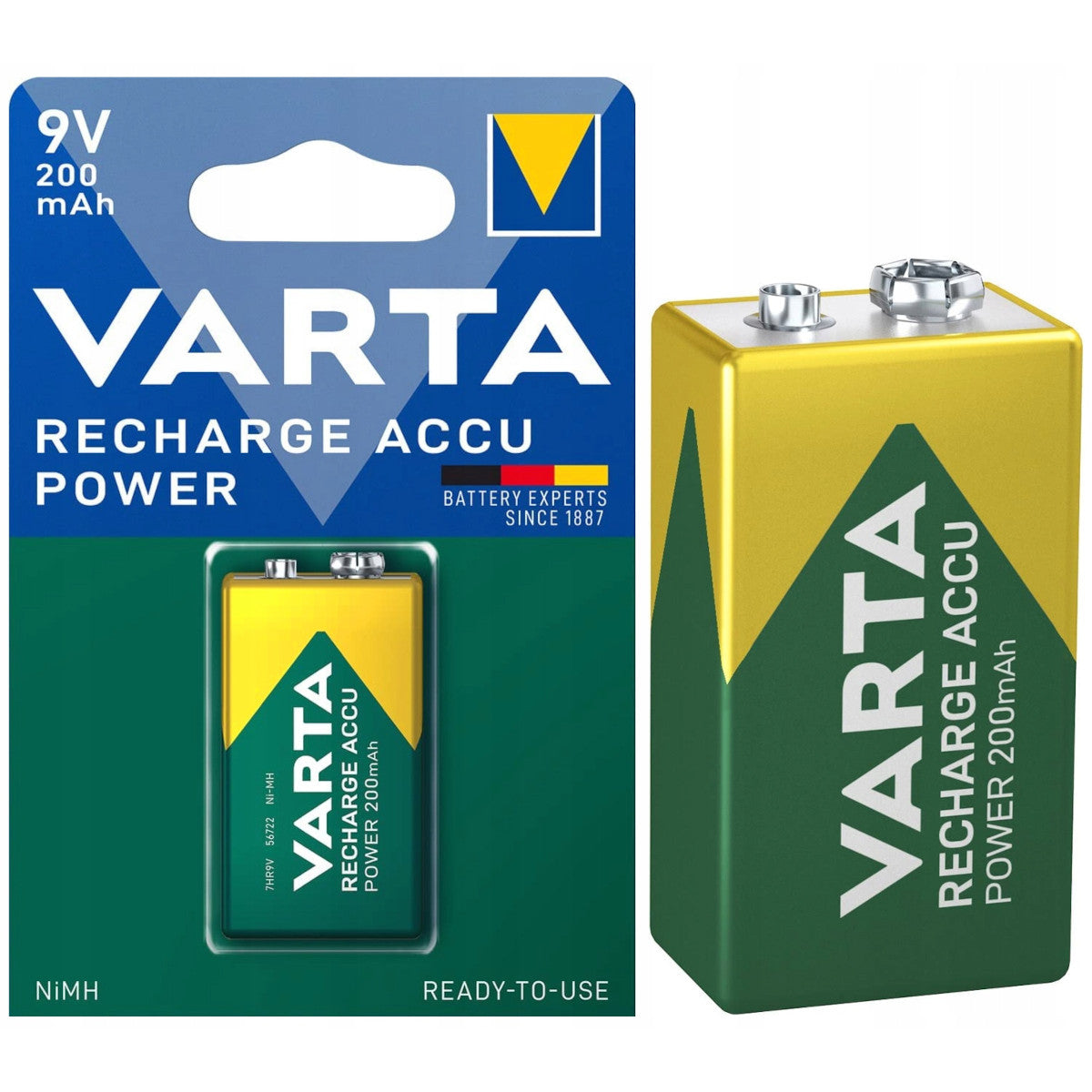 Baterija krona 9V uzlādējama Varta Recharge Accu Power 200mAh 1gb.