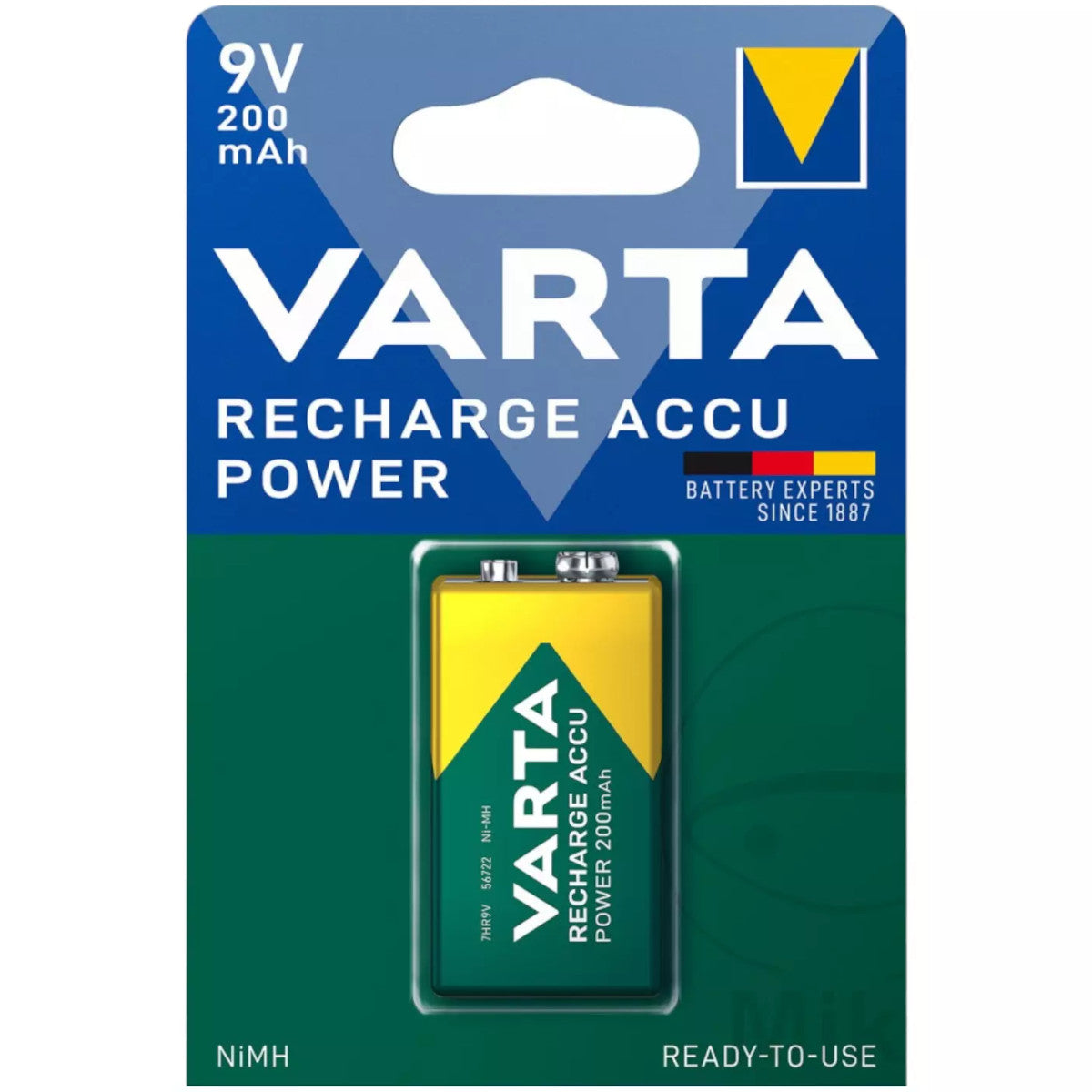 Baterija krona 9V uzlādējama Varta Recharge Accu Power 200mAh 1gb.