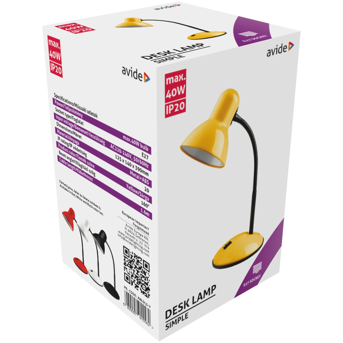 Galda lampa Avide Simple E27 40W dzeltena