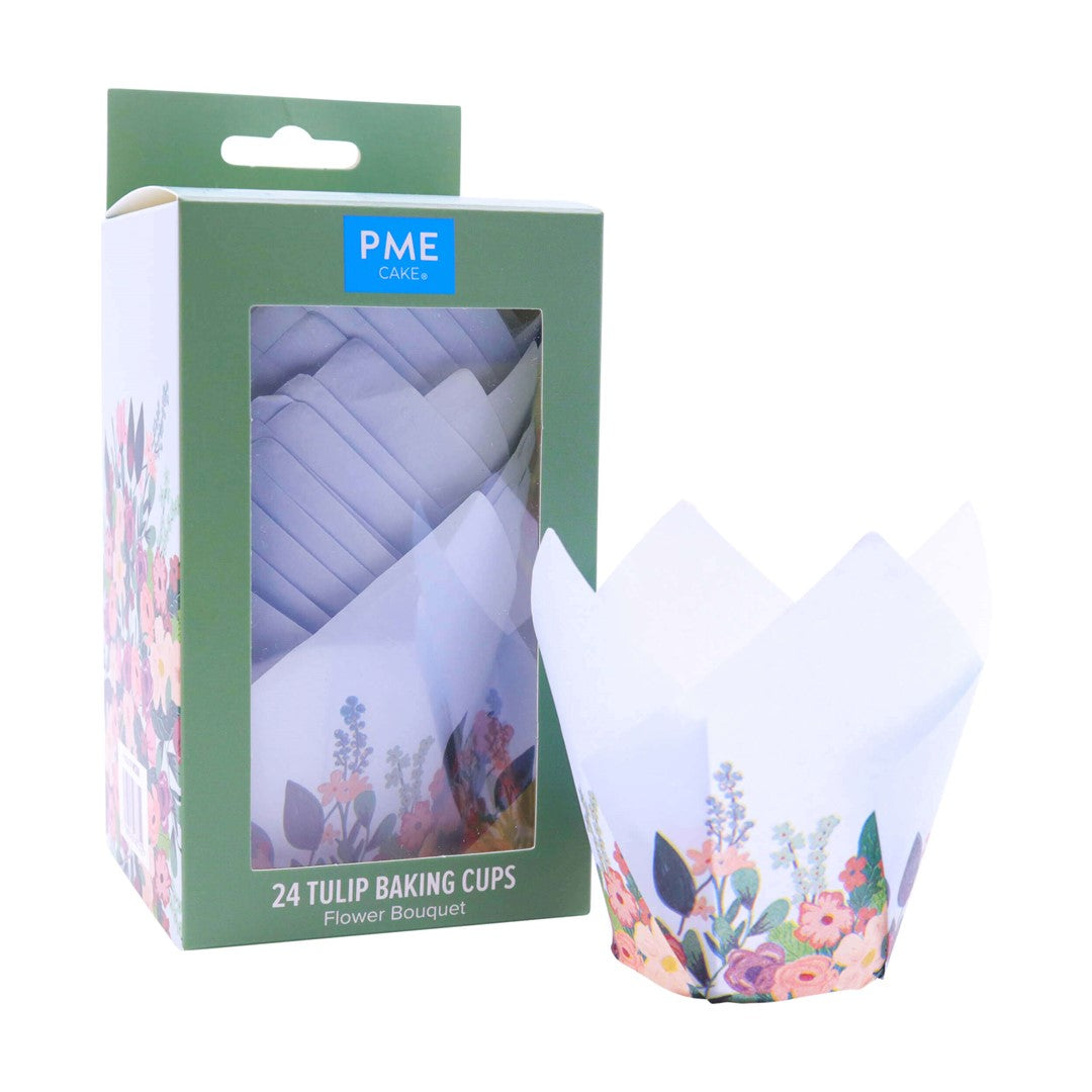 Kēksiņu papīra formiņas 24gab. tulpes formas PME Cake. Ø10cm