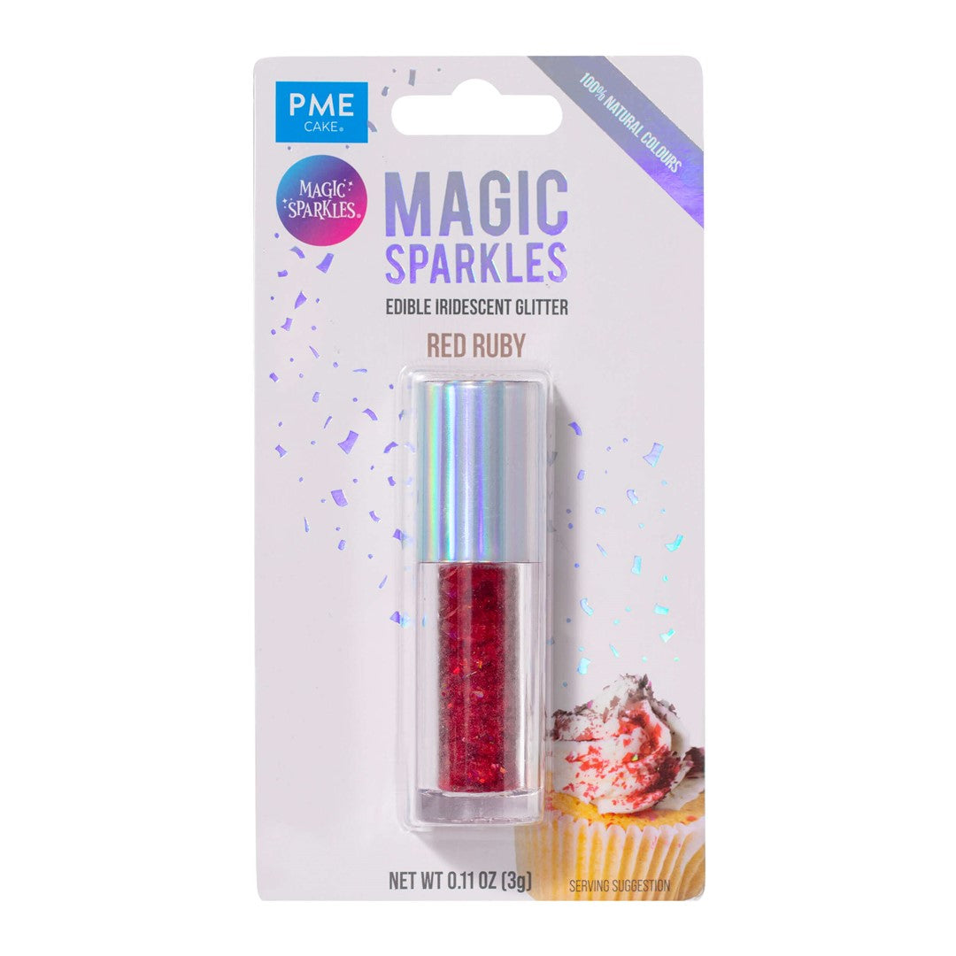 Ēdams gliteris kūku dekorēšanai PME Cake Magic Sparkles sarkans 3g