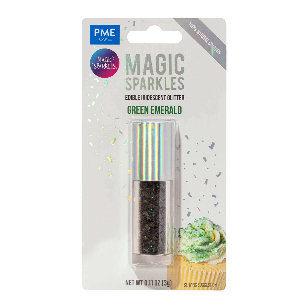 Ēdams gliteris kūku dekorēšanai PME Cake Magic Sparkles zaļš 3g