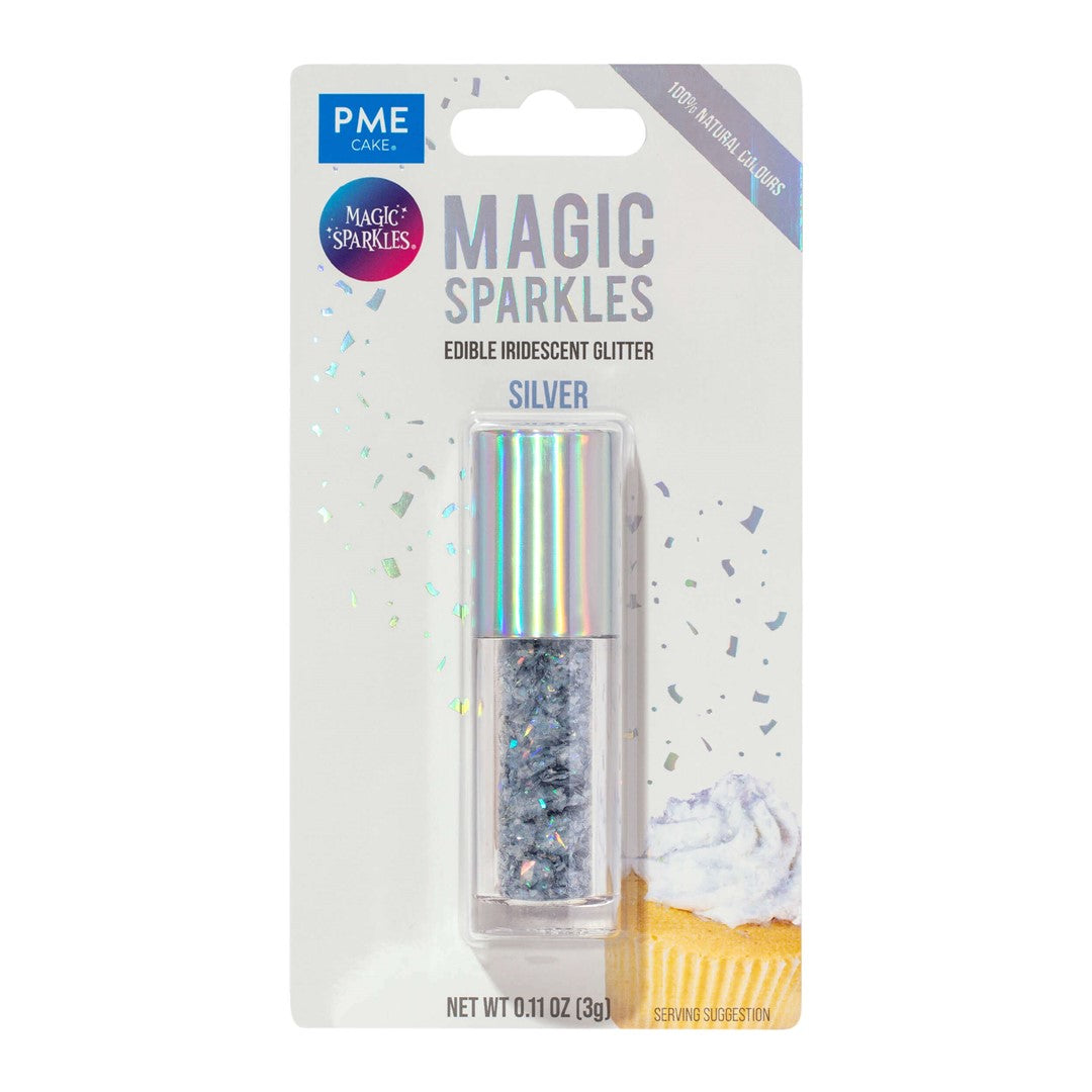 Ēdams gliteris kūku dekorēšanai PME Cake Magic Sparkles sudraba 3g