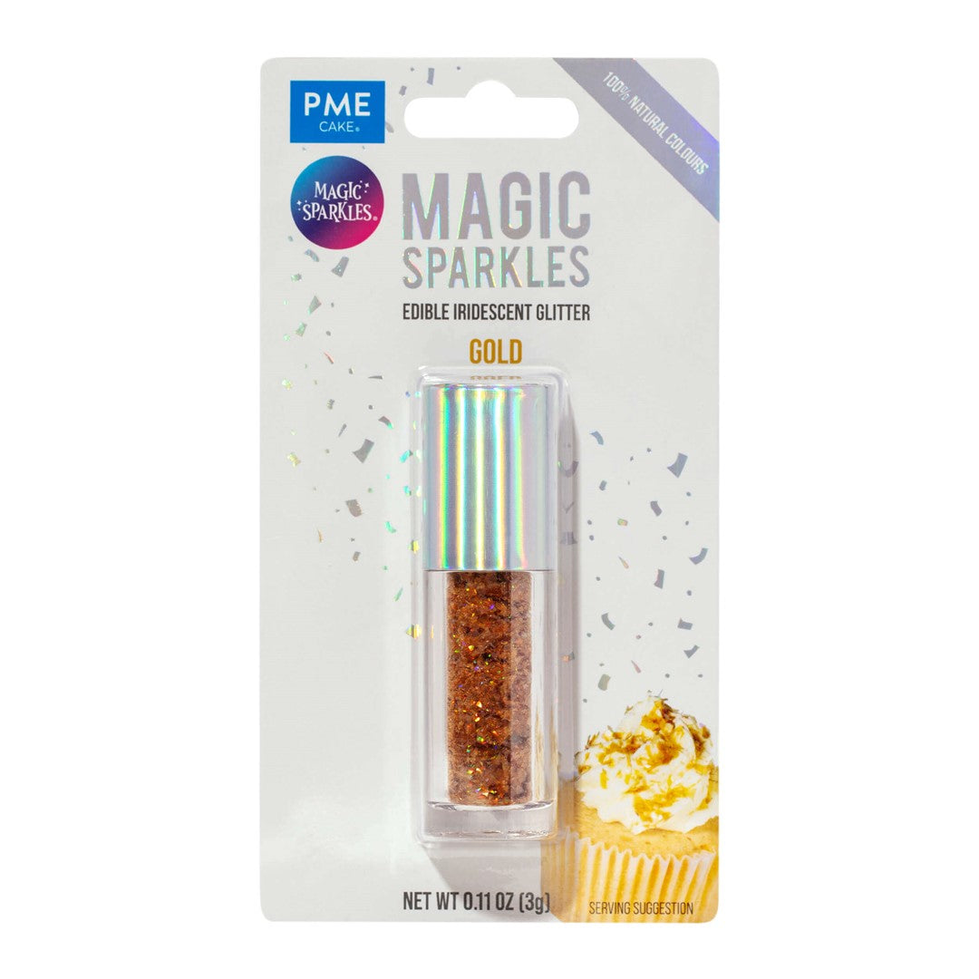 Ēdams gliteris kūku dekorēšanai PME Cake Magic Sparkles zelta 3g