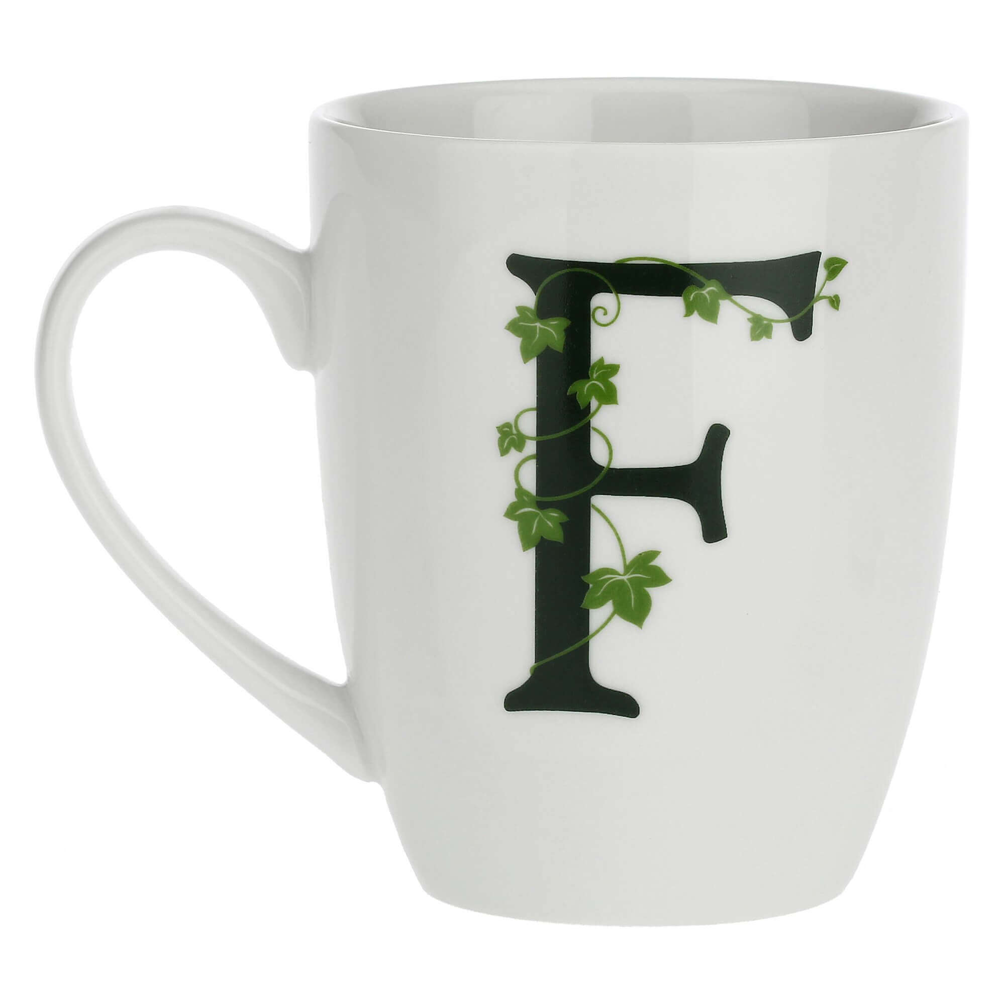 Porcelain letter mug F La Porcellana Bianca Atupertu 380ml