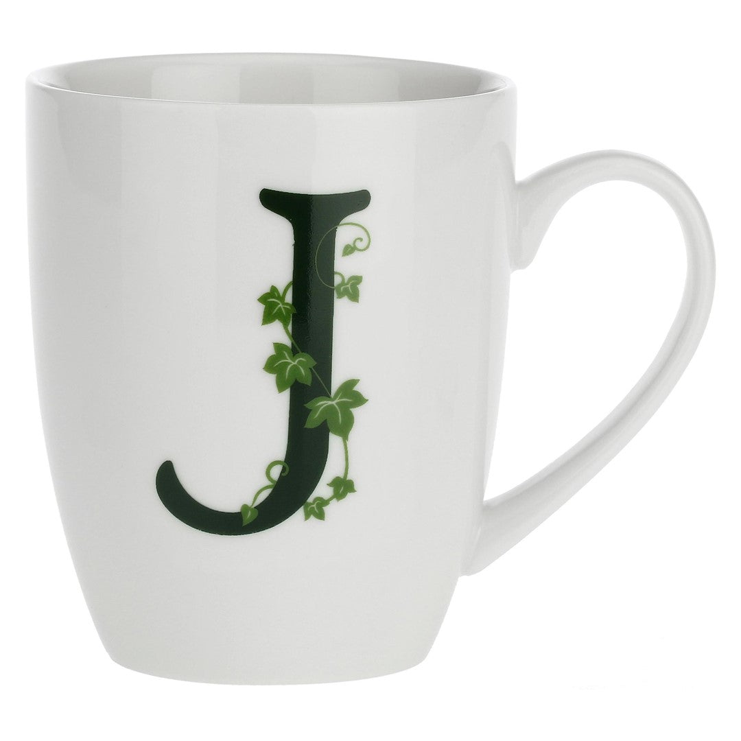 Porcelain letter mug J La Porcellana Bianca Atupertu 380ml