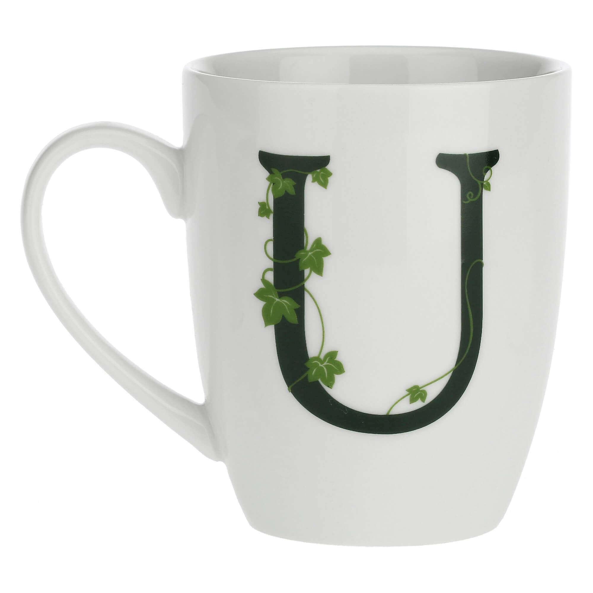 Porcelain letter mug U La Porcellana Bianca Atupertu 380ml