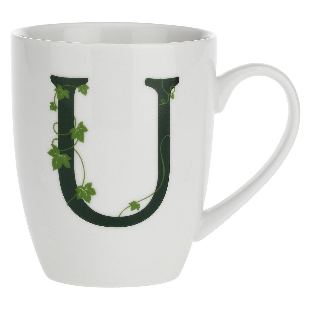 Porcelain letter mug U La Porcellana Bianca Atupertu 380ml