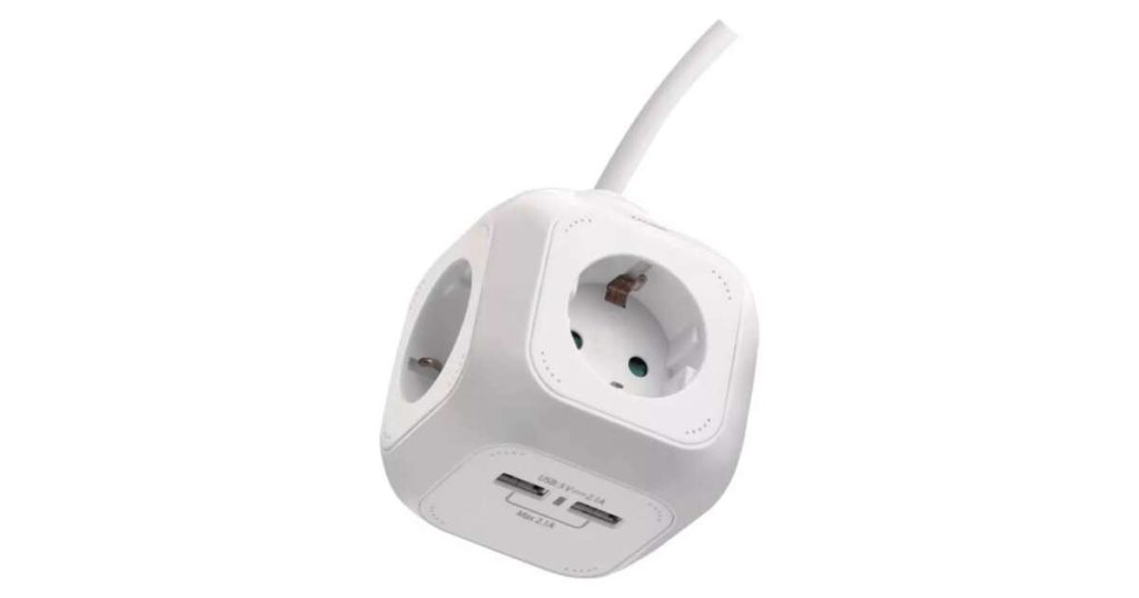 Pagarinātājs Cube 4kontaktligzdas, 1.9m ar 2xUSB, a/z balts EMOS