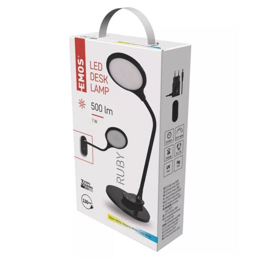 LED galda lampa EMOS RUBY 500lm 3K/4K/6K melna LED galda lampa EMOS RUBY 500lm 3K/4K/6K melna