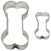 PME Cake cookie cutters set in bone shape, stainless steel, includes two sizes: large and small.