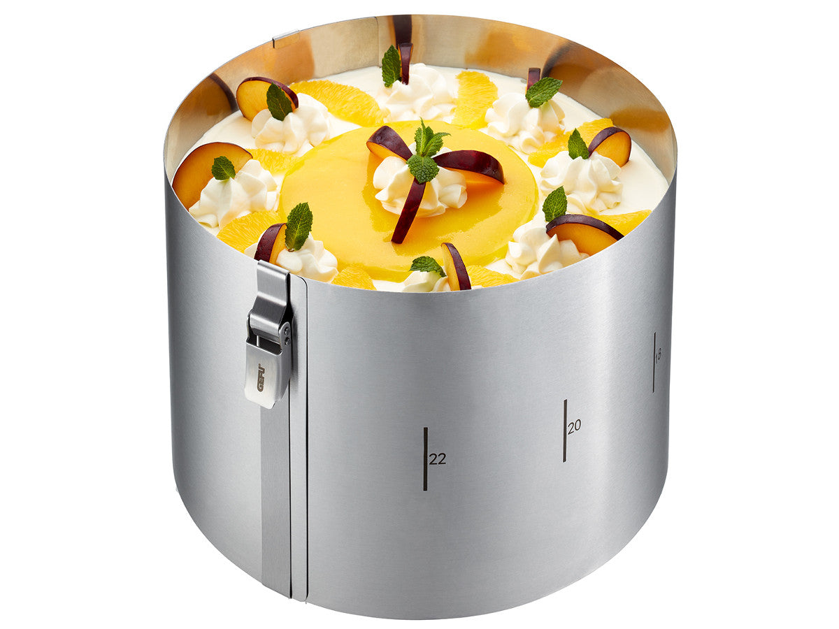 Kūkas veidne - riņķis ar maināmu diametru GEFU TONDO CLIP, H 15cm, Ø16 - 30cm