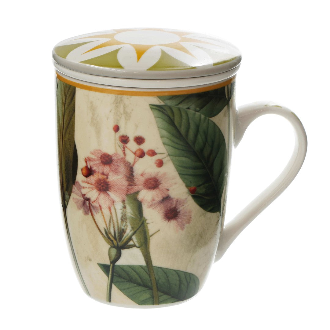 Mirabilia porcelāna krūzes ar sietiņu 300ml, 4gab. Rose & Tulipani, dzeltenas