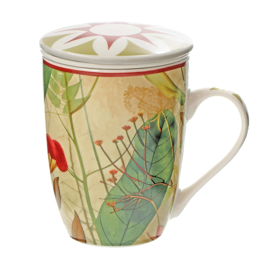 Mirabilia porcelāna krūzes ar sietiņu 300ml, 4gab. Rose & Tulipani, sarkanas