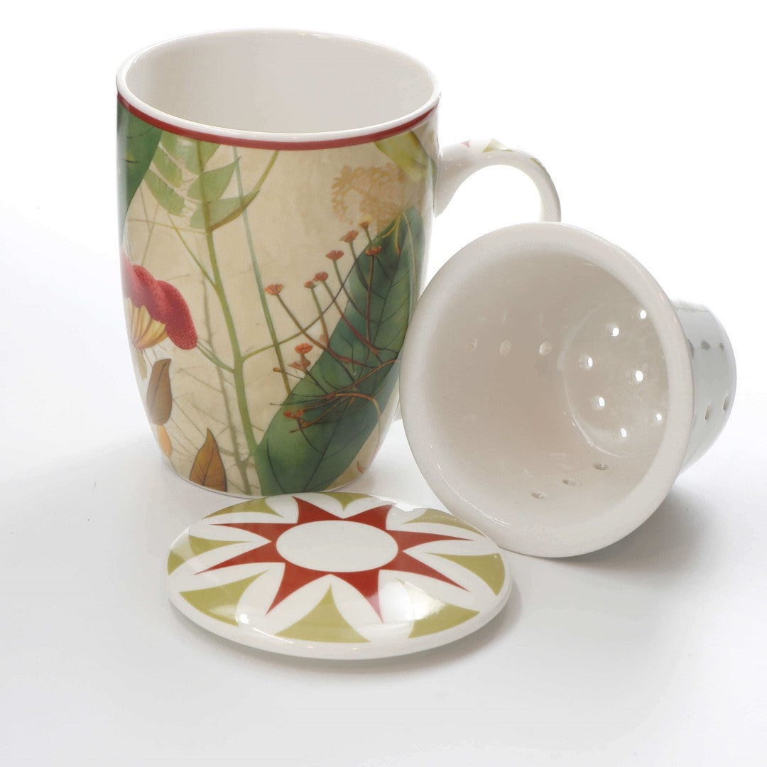 Mirabilia porcelāna krūzes ar sietiņu 300ml, 4gab. Rose & Tulipani, sarkanas