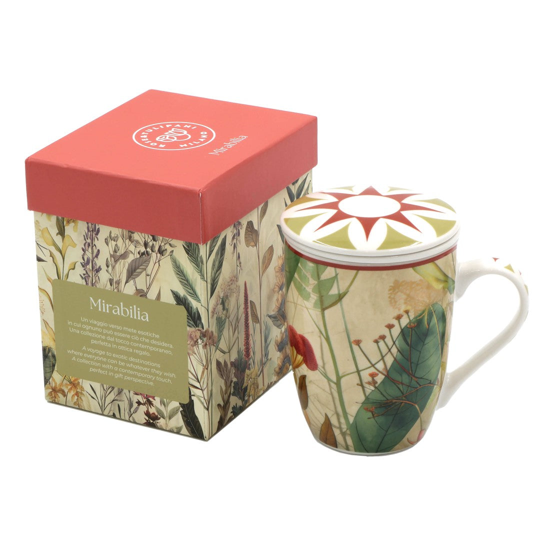 Mirabilia porcelāna krūzes ar sietiņu 300ml, 4gab. Rose & Tulipani, sarkanas