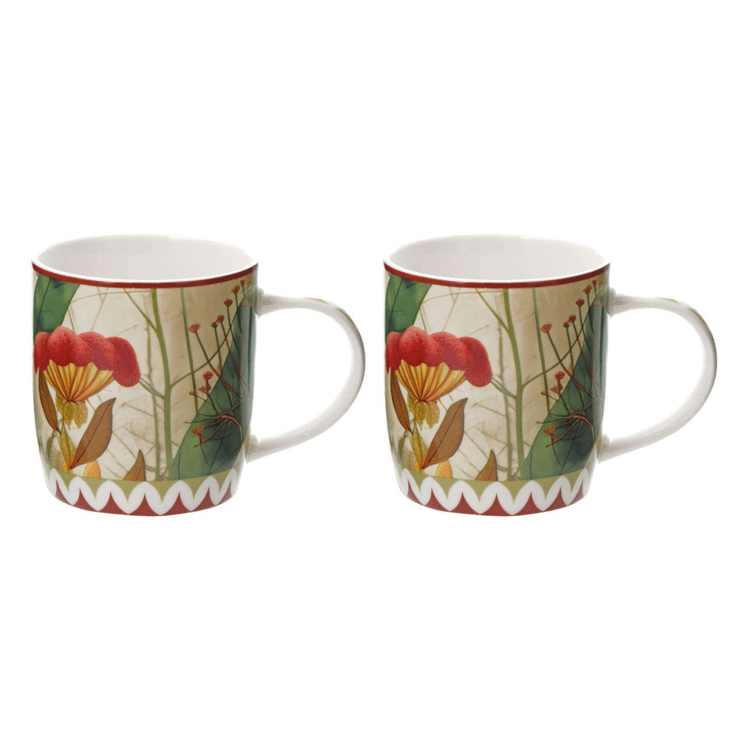 Mirabilia porcelāna krūzes 420ml, 2gab. Rose & Tulipani, sarkanas