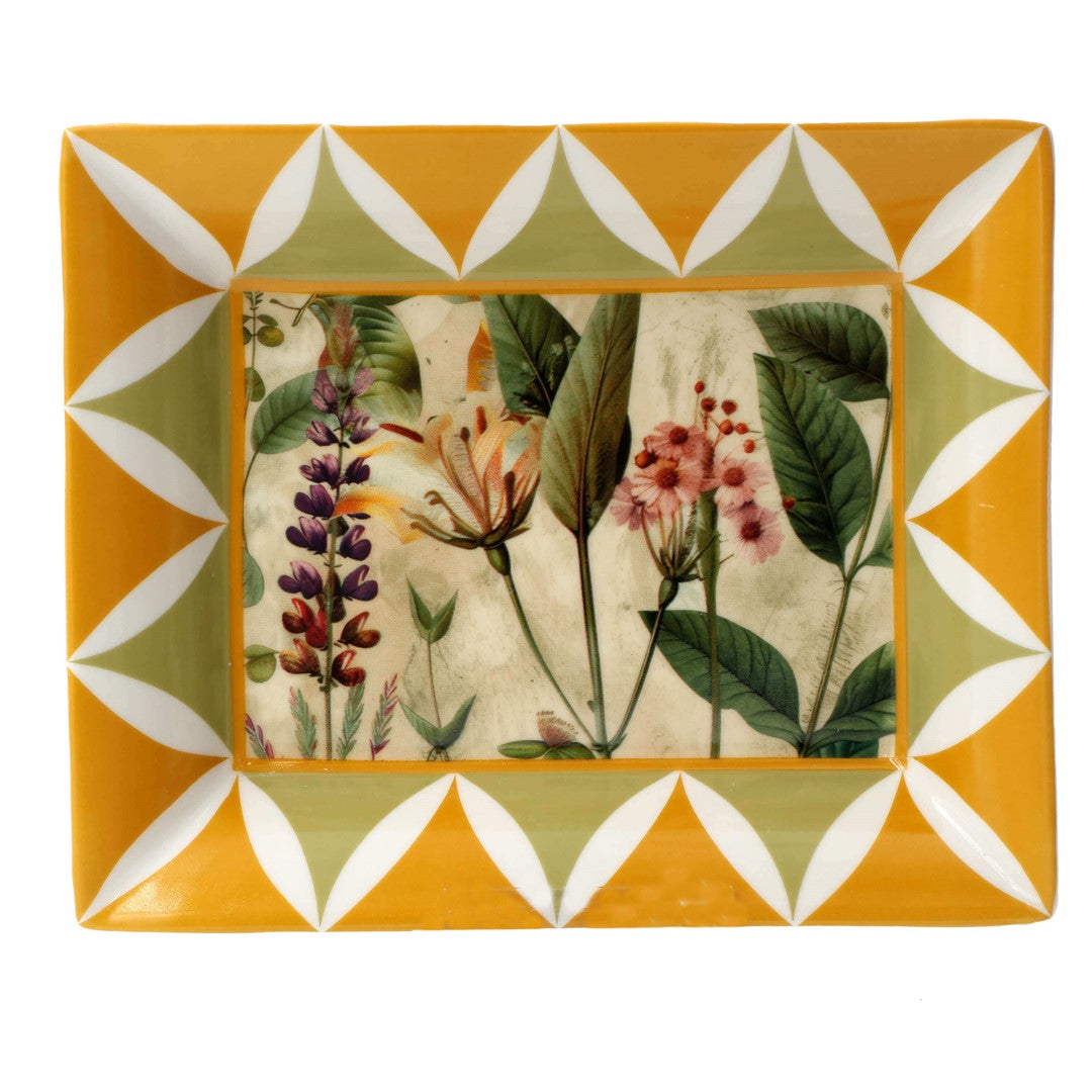 Mirabilia porcelāna šķīvis 16 x 19.5 cm Rose & Tulipani, dzeltens