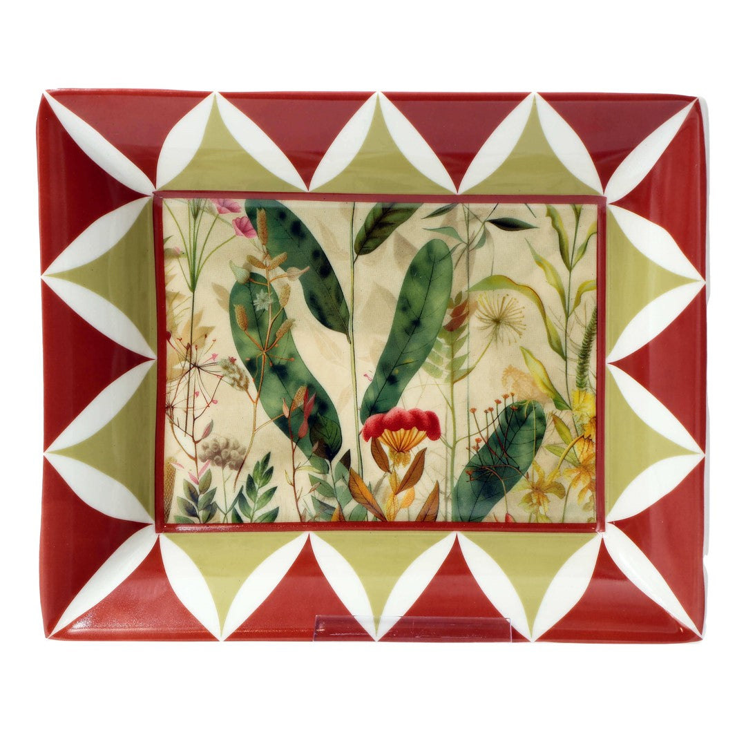 Mirabilia porcelāna šķīvis 16 x 19.5 cm Rose & Tulipani, sarkans