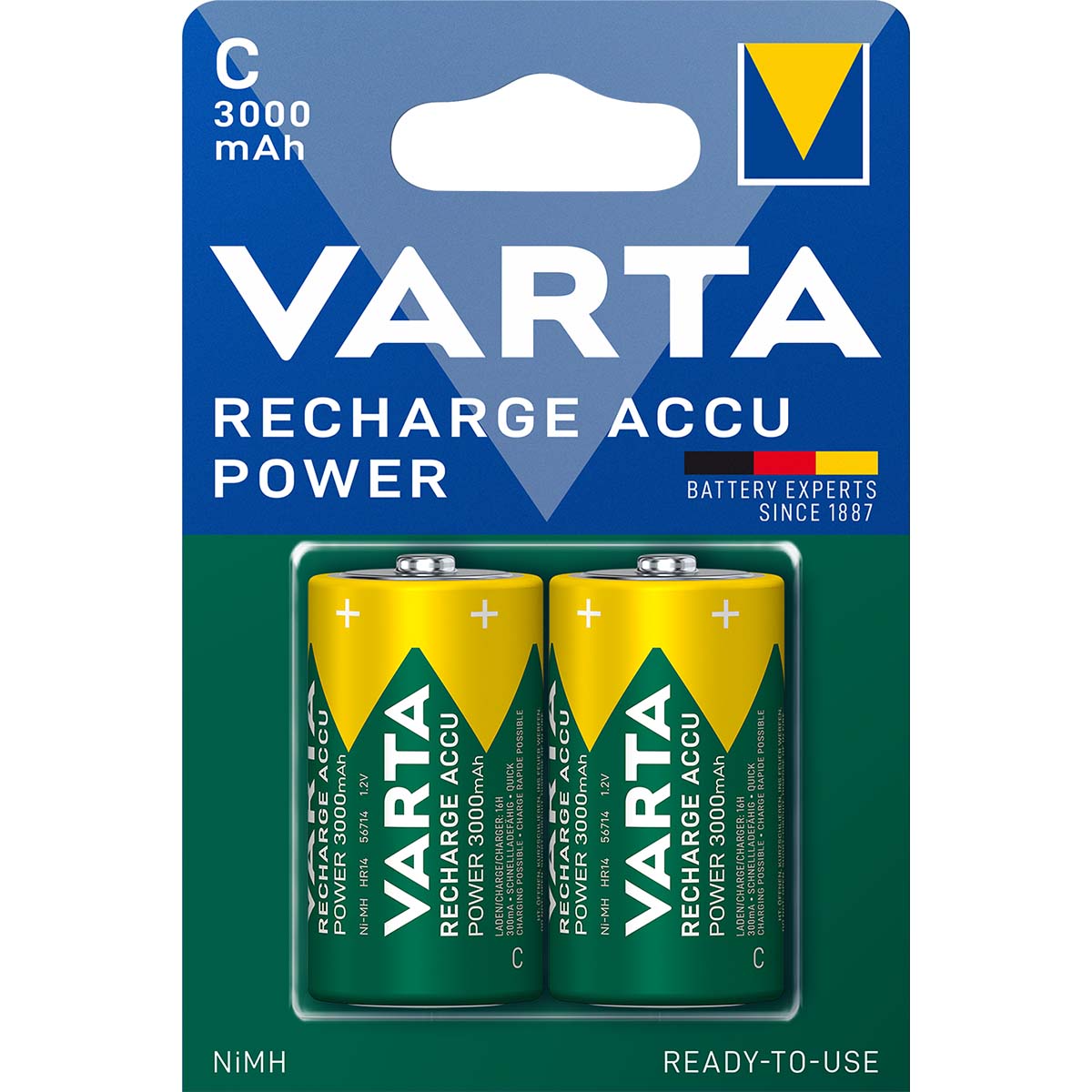 Baterijas uzlādējamās C VARTA Recharge Accu Power 3000mAh, 2gb.