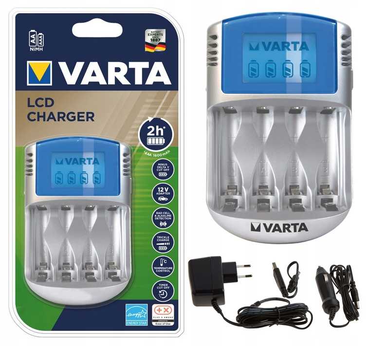 Bateriju (Accu) ladētājs VARTA LCD 4 vietas + auto 12V un USB adapteris