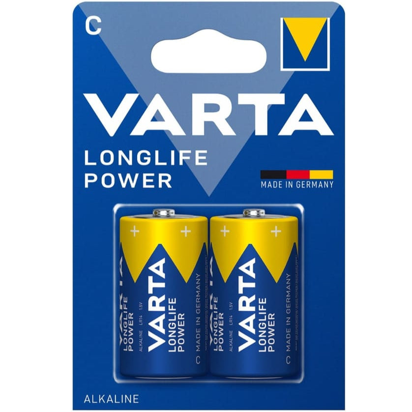 Apaļās baterijas VARTA LONGLIFE POWER Alkaline C, 1.5V, 2gb.