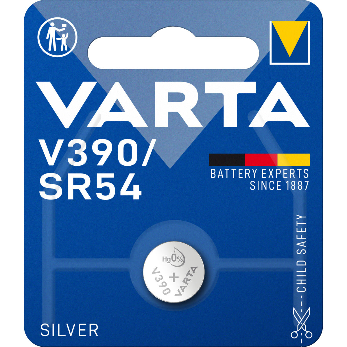 Sudraba oksīda pulksteņu baterija VARTA V390 1.55V/80mAh, 1gb.