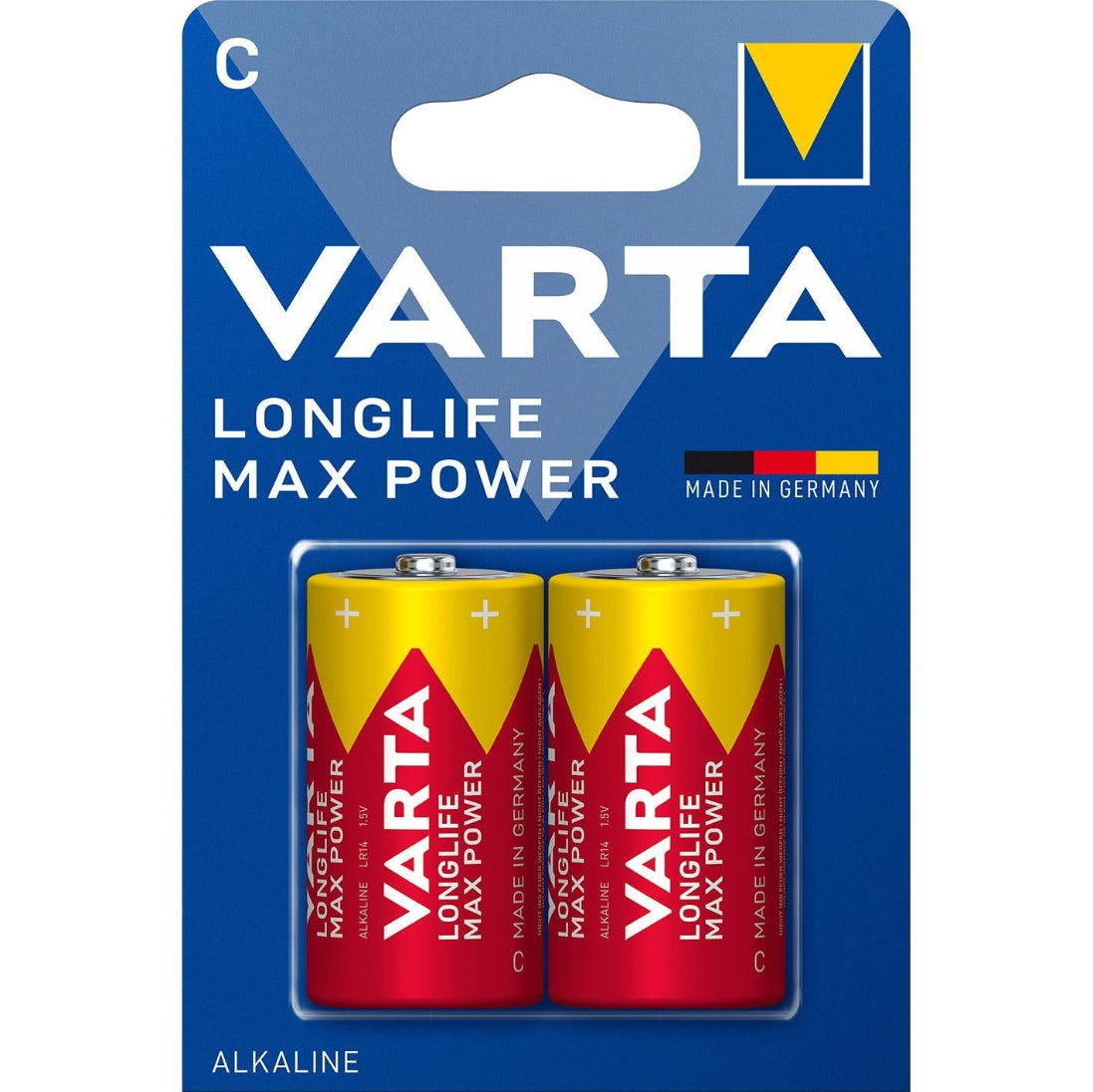 Apaļās baterijas VARTA Longlife Max Power Alkaline C 1.5V, 2gb.