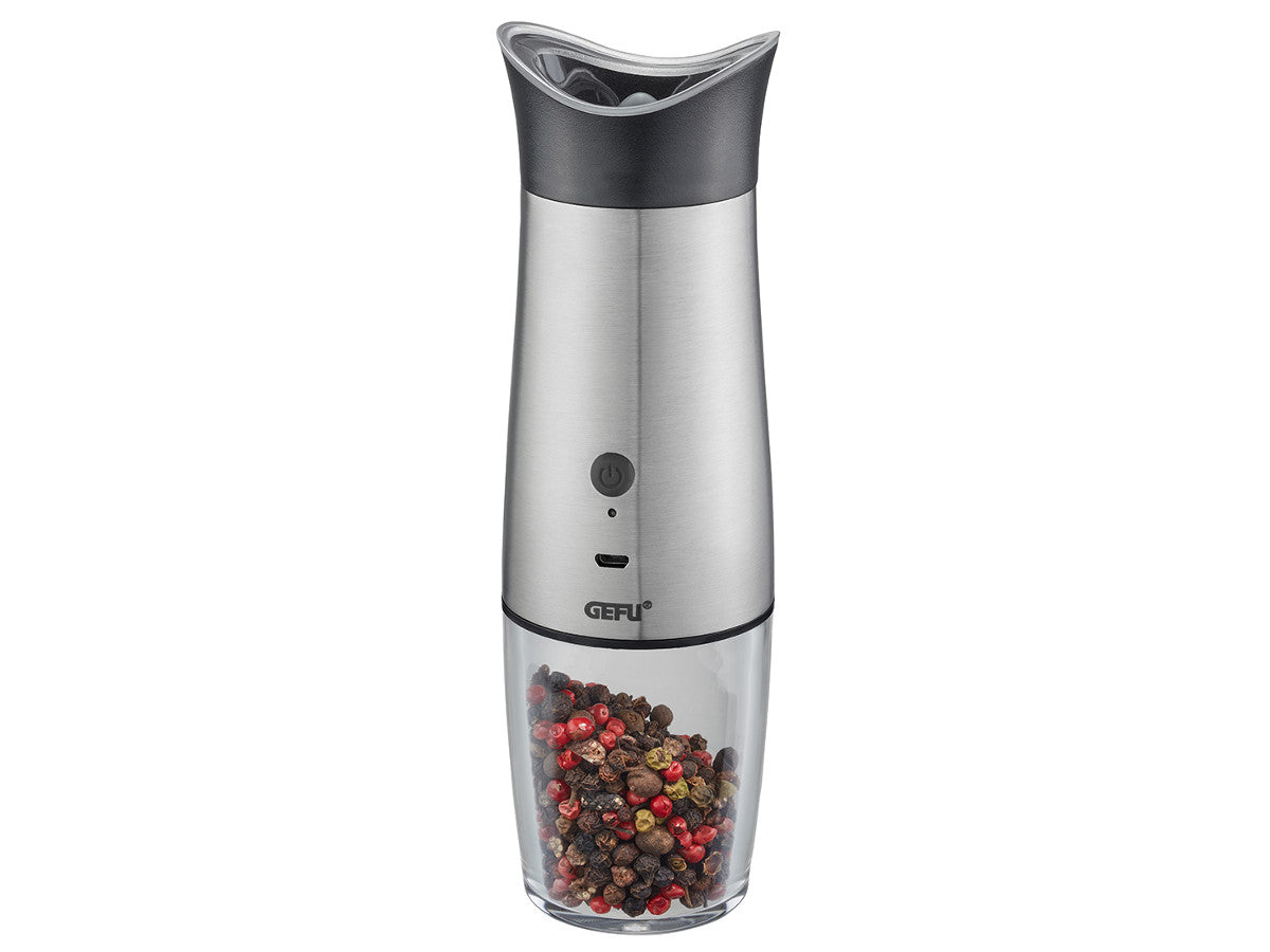 Akumulatoru sāls un piparu dzirnaviņas GEFU VELO ar USB uzlādi