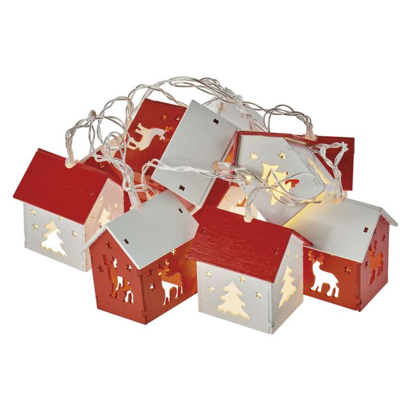 LED virtene EMOS 10LED 0.6W sniega mājiņas WW IP20 1.35m (2xAA)+taimeris ZY2076