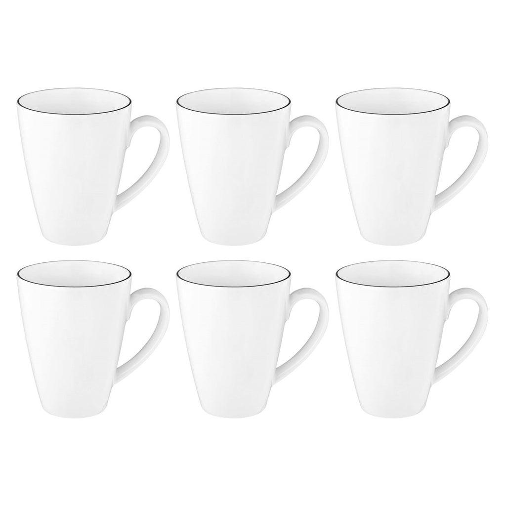 Seltmann Weiden Lido Black Line porcelāna krūzes 350 ml 6gab.