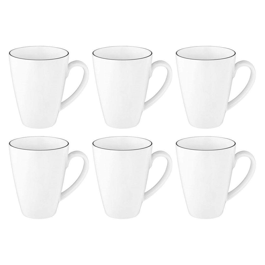 Seltmann Weiden Lido Black Line porcelāna krūzes 350 ml 6gab.