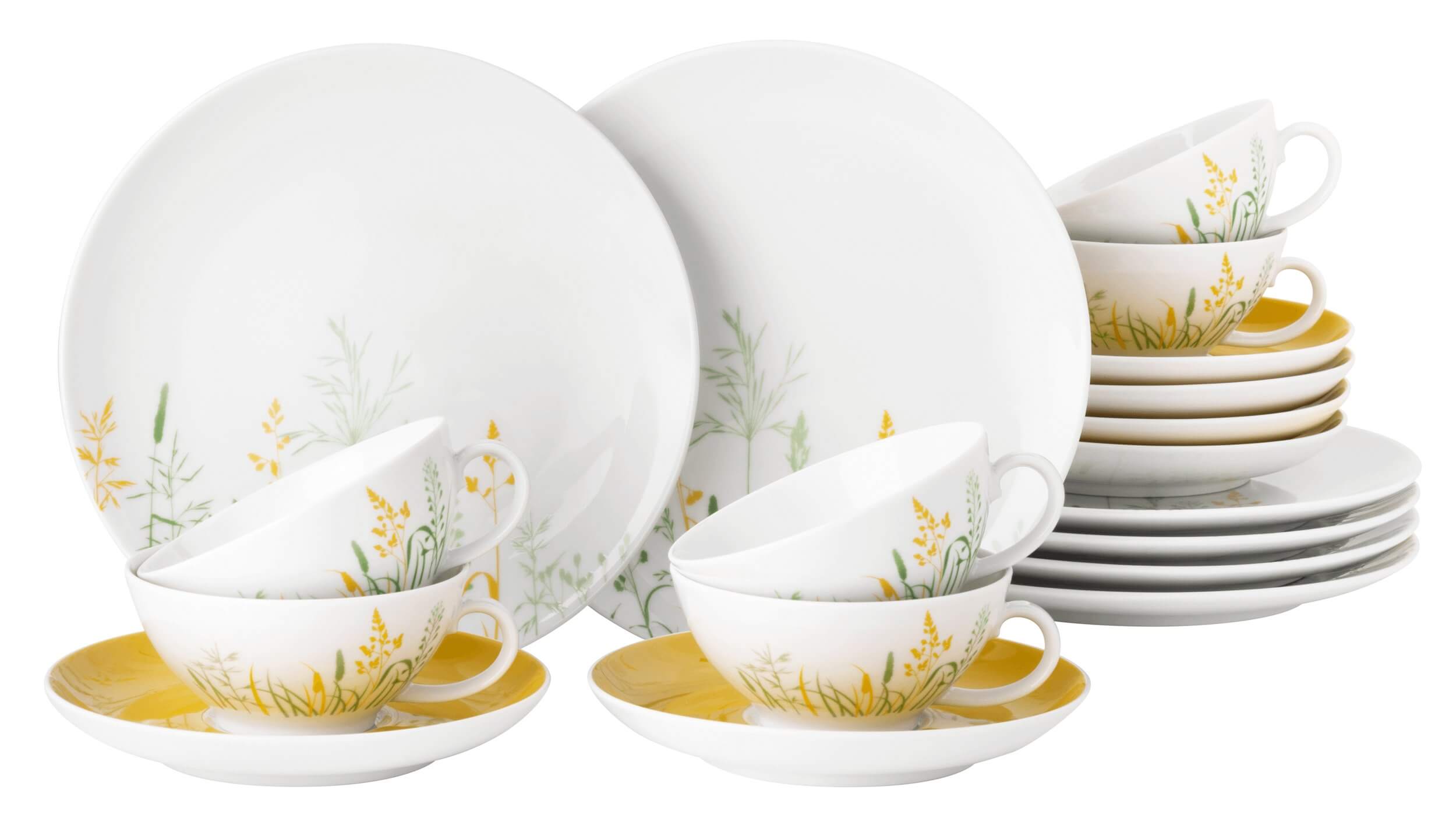 Tējas servīze Seltmann Weiden Liberty Meadow Grasses 6 personām Curry dzeltena