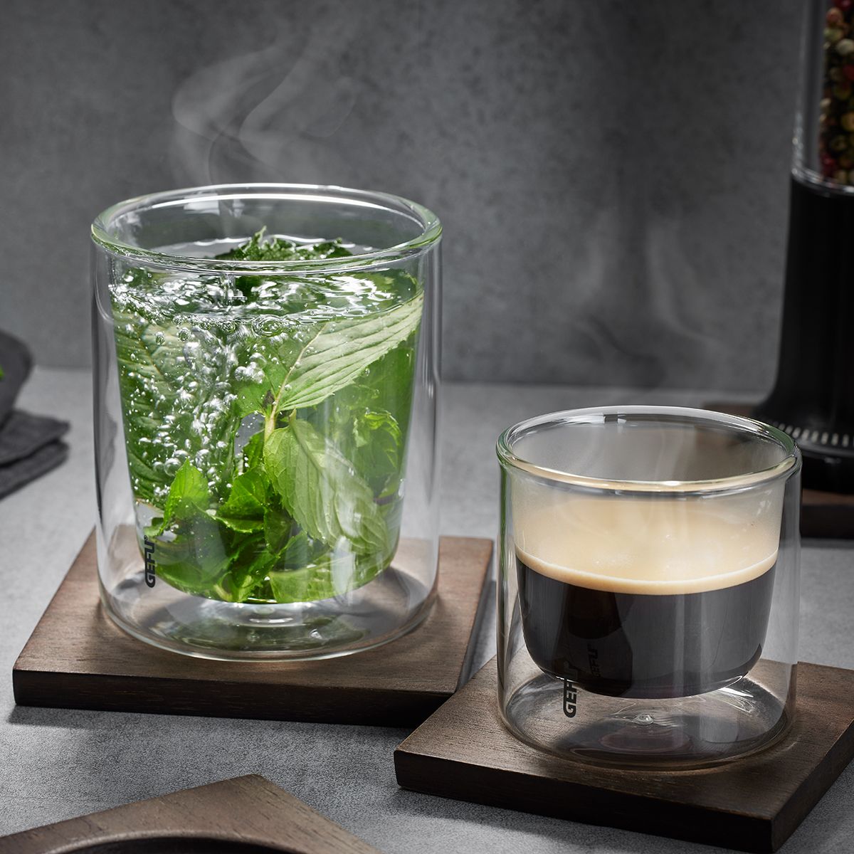 Termoglāzes GEFU Mira 235ml, ar paliktņiem, 2gab.