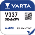 Pulksteņu baterija VARTA V337 Silver 1.55V, 1 gab.