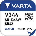 Sudraba oksīda pulksteņu baterija VARTA V344 1.55V, 1gab.