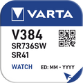 Pulksteņu baterija VARTA V384 1.55V Silver 1gb.