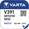 Pulksteņu baterija VARTA Watch Silver V391, 1.55V, 1 gab.