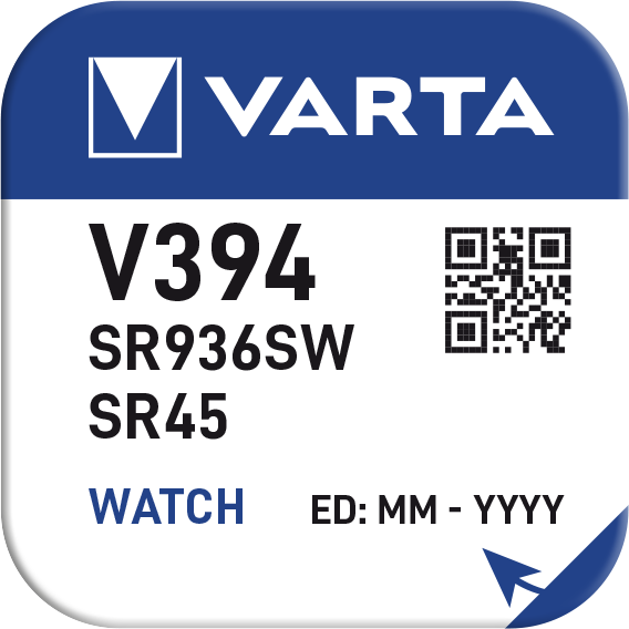 Pulksteņu baterija VARTA V394 Silver 1.55V/67mAh, 1gab.
