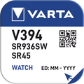 Pulksteņu baterija VARTA V394 Silver 1.55V/67mAh, 1gab.