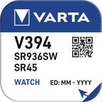 Pulksteņu baterija VARTA V394 Silver 1.55V/67mAh, 1gab.