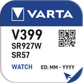 Pulksteņu baterija VARTA V399 Silver coin 1.55V, 1gab.