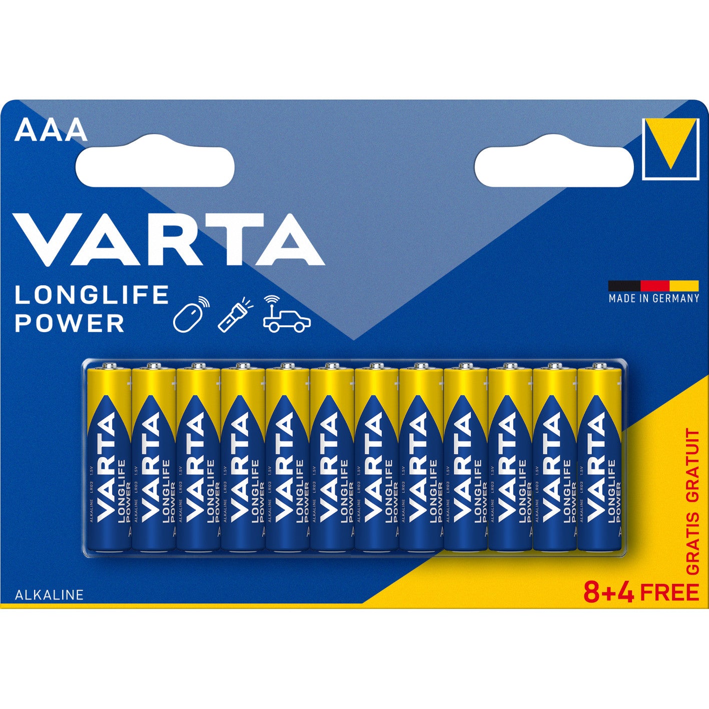 Baterijas VARTA LONGLIFE Power Alkaline AAA, 1.5V, 12gab.