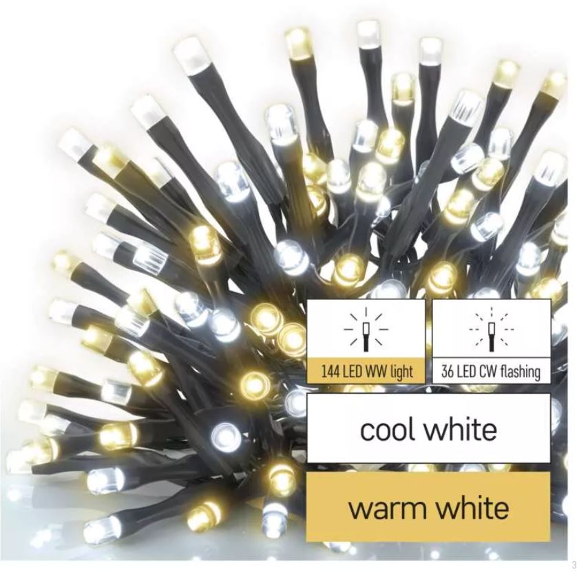 Gaismas virtene EMOS 180LED WW/CW IP44 18m+Taimers EMOS