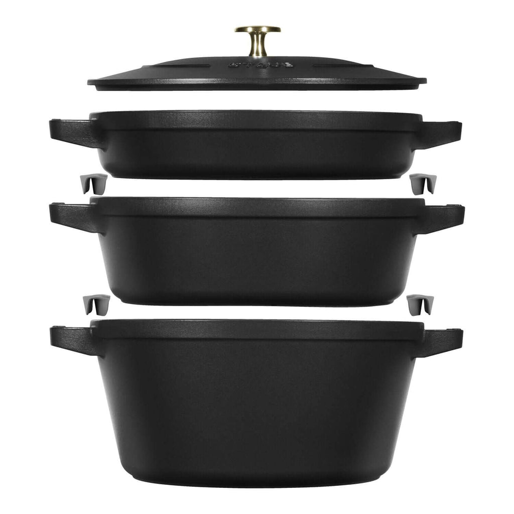 Čuguna katla, dziļās pannas un pannas komplekts Staub Stackable 24cm