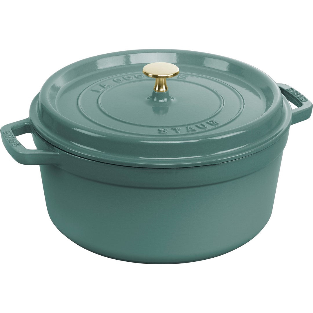 Emaljēts čuguna katls ar vāku Staub 26cm 5.2L La Cocotte, zaļš